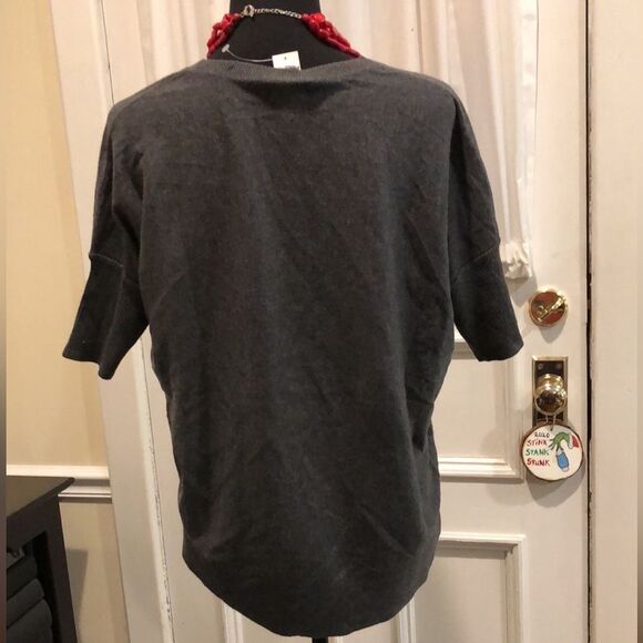 Women’s Charcoal Grey Flat Knit Ribbed Elbow Sleeve Sweater Sz Medium NWT - Picture 8 of 10